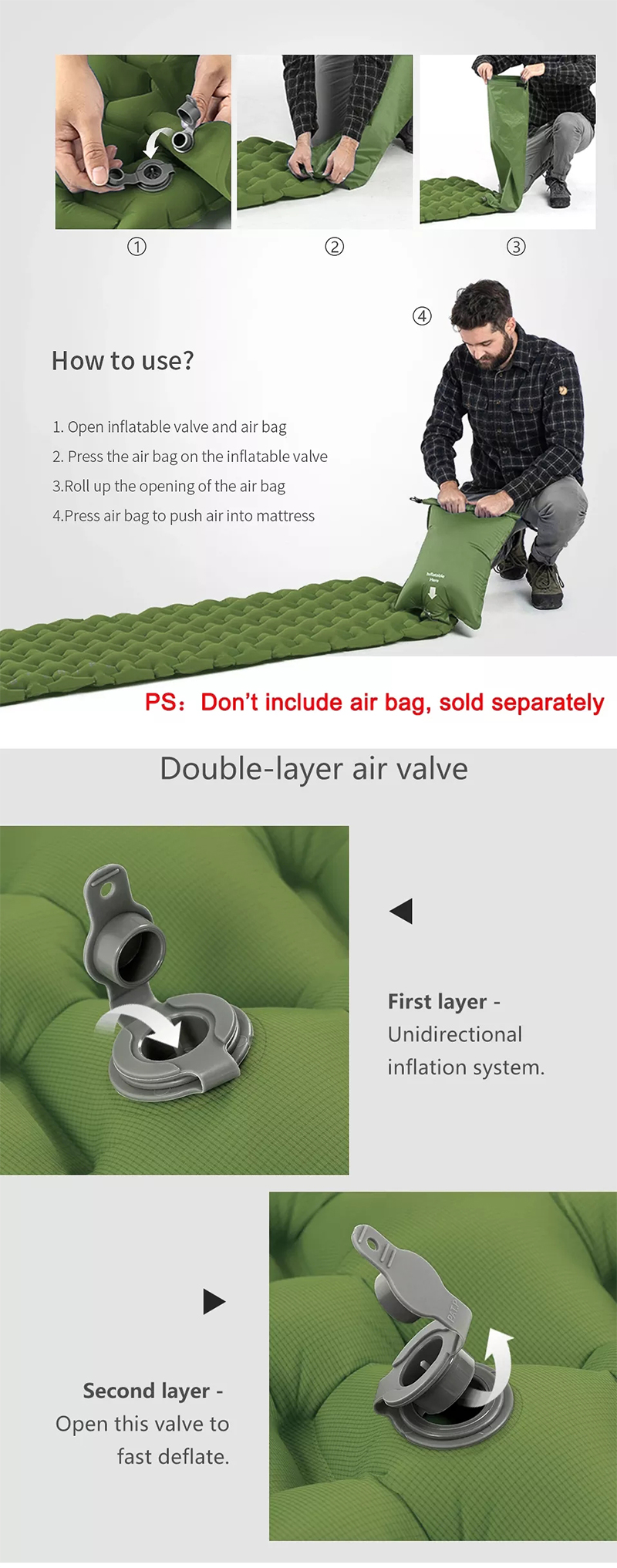 inflatable camping sleeping pad