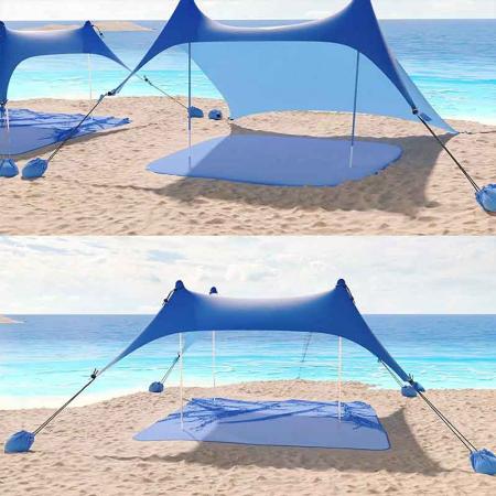 Всплывающая пляжная палатка, рыболовная палатка, навес от солнца, пляжный навес от солнца с лопатой для песка, наземными колышками и опорами для устойчивости 