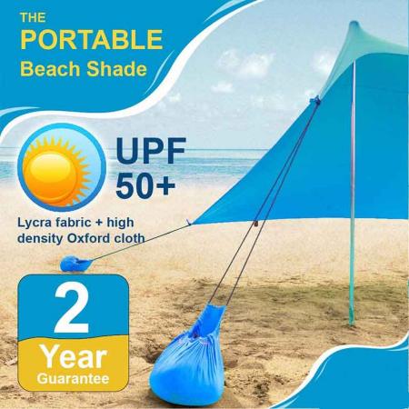 Всплывающая пляжная палатка, рыболовная палатка, навес от солнца, пляжный навес от солнца с лопатой для песка, наземными колышками и опорами для устойчивости 