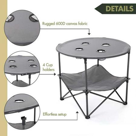 складной походный стол сверхмощный портативный складной стол 4 чашки круглый чемодан стальной каркас высокого качества 600D 