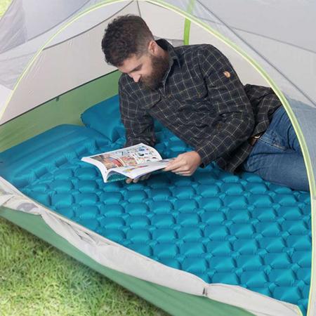 Amazon горячая распродажа коврик для сна на открытом воздухе двойной размер сверхлегкий коврик для кемпинга с подушкой надувной матрас 
