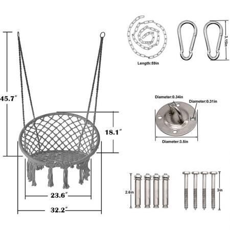 макс. 330 фунтов, подвесные стулья для внутреннего и наружного использования (белые) 