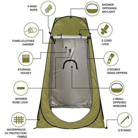 Всплывающая палатка для уединения кемпинговая душевая палатка раздевалка с сумкой для переноски для походов на открытом воздухе
 
