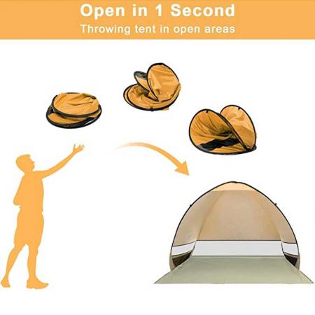 Портативная раскладывающаяся пляжная палатка включает в себя дорожную сумку и колышки для палатки.
 