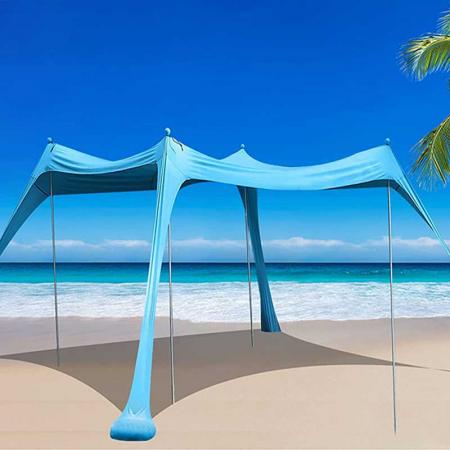 навес от солнца для пляжа выдвижной навес от солнца 10 x 10 FTUPF50+ с алюминиевыми опорами для кемпинга на пляже и на открытом воздухе
 