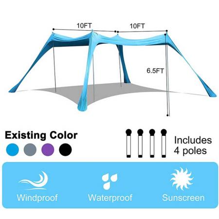 всплывающая пляжная палатка, навес от солнца UPF50 + с алюминиевыми опорами, переносной навес для пляжа
 