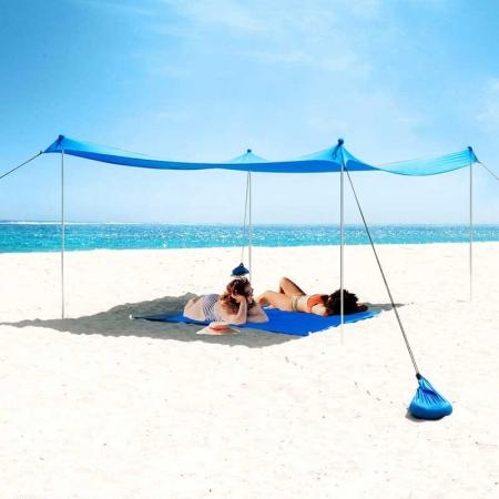 пляжный солнцезащитный козырек, всплывающая пляжная палатка UPF50+ с алюминиевыми опорами для пляжного кемпинга и отдыха на природе
 