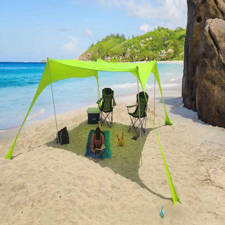 всплывающая пляжная палатка с навесом от солнца UPF50+ с алюминиевыми опорами для пляжного кемпинга и отдыха на природе
 