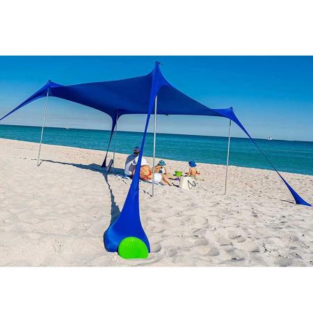 навес от солнца для пляжа выдвижной навес от солнца 10 x 10 FTUPF50+ с алюминиевыми опорами для кемпинга на пляже и на открытом воздухе
 