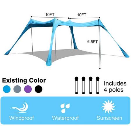 выдвижной навес от солнца 10 x 10 футов пляжная палатка UPF50+ с алюминиевыми опорами для пляжного кемпинга и отдыха на природе
 