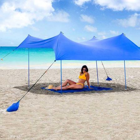 пляжный навес UPF50 солнцезащитный пляжный козырек от солнца с 4 алюминиевыми опорами 4 опоры большой переносной брезент от солнца
 