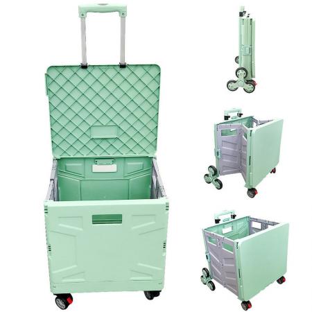 Высококачественный пластиковый ящик для хранения, складной вагон, портативная тележка для покупок, тележка с 8 колесами, зеленый, желтый, розовый 