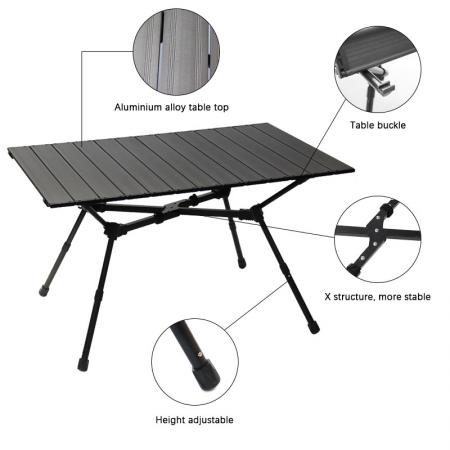 2023 Новый портативный складной стол для кемпинга Складной открытый алюминиевый пляжный стол для пикника со стабильной X-образной перекладиной 