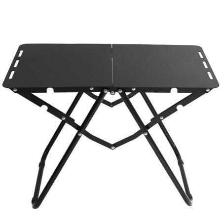 Черный легкий портативный складной сверхлегкий свернутый мини-алюминиевый стол для пикника в лагере, складной для пеших прогулок на открытом воздухе
         