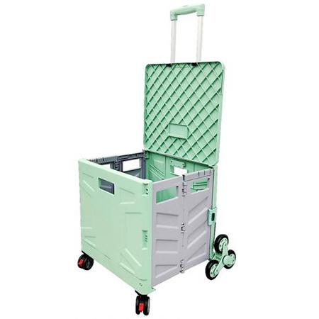 Высококачественный пластиковый ящик для хранения, складной вагон, портативная тележка для покупок, тележка с 8 колесами, зеленый, желтый, розовый 