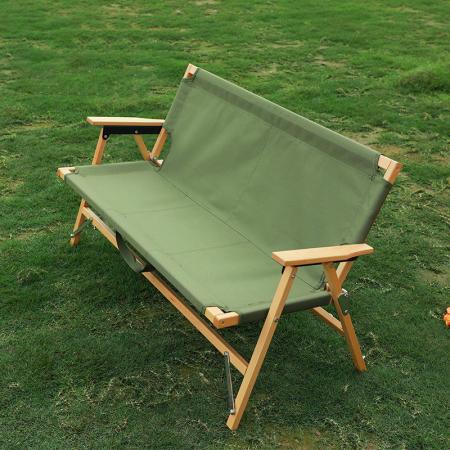 Двойной портативный открытый пляжный стул для пикника и пикника из цельного дерева 
