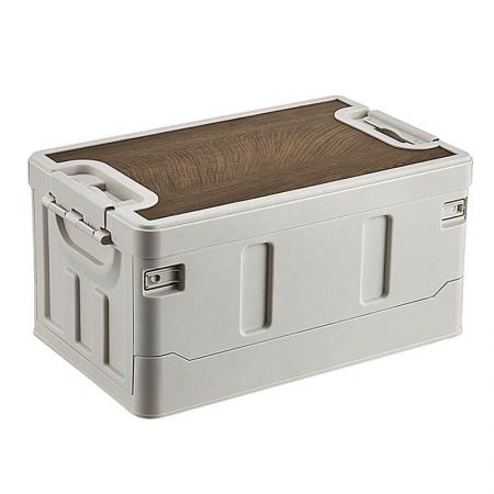 Пользовательский ящик для хранения, пластиковый контейнер для кемпинга, органайзер, сложенный с деревянной крышкой, складной деревянный ящик для хранения, крышка 