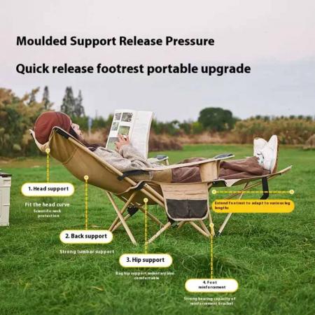 Удобный складной металлический стул для рыбалки с откидывающейся спинкой и съемной подставкой для ног
