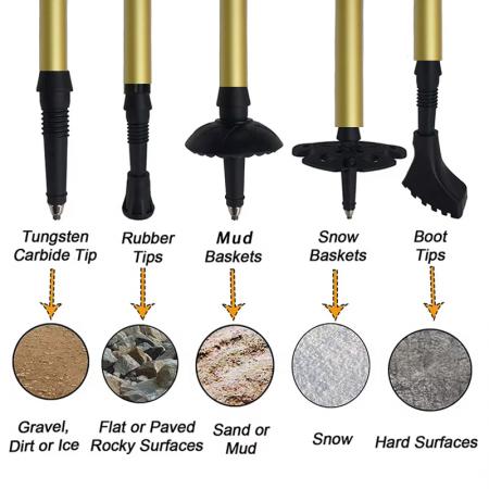 Пятисекционная многофункциональная складная трость из алюминиевого сплава, совместимая с костюмами для активного отдыха, изготовленная из материала EVA, для альпинизма и ходьбы.