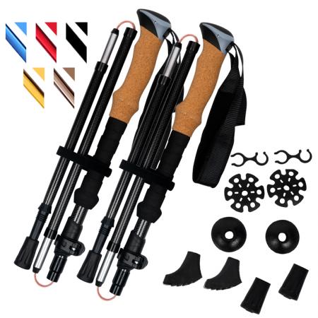 Складная трость из алюминиевого сплава с пробковой рукояткой, регулируемая, для альпинизма, с резиновыми наконечниками, для походов и треккинга. 