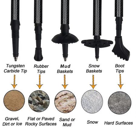 Складная трость из алюминиевого сплава с пробковой рукояткой, регулируемая, для альпинизма, с резиновыми наконечниками, для походов и треккинга. 