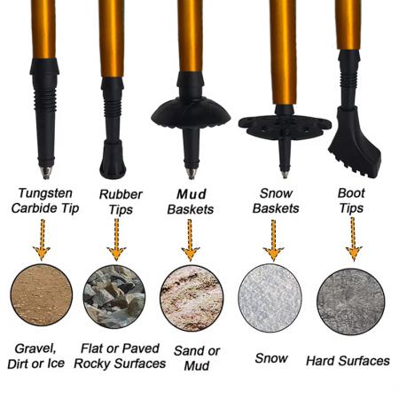 1 пара складных алюминиевых треккинговых палок с 5 секциями, скандинавского типа, выдвижные. 