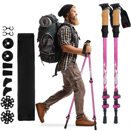 Складная телескопическая треккинговая палка из углеродного волокна и алюминия 7075 для скандинавского туризма и горных походов. 