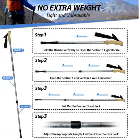 Алюминиевые телескопические треккинговые палки для активного отдыха на открытом воздухе, с покрытием из искусственной пробки, антиамортизирующие, для скандинавского туризма. 