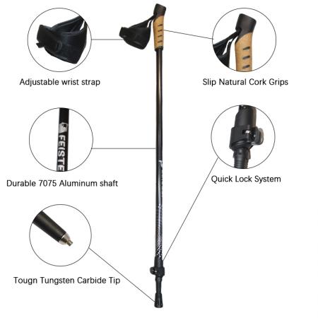 Карбоновая беговая палка Alpenstock Ultralight Easy Folding Sport Hiking Cross-country Trekking Pole Climbing Pole 